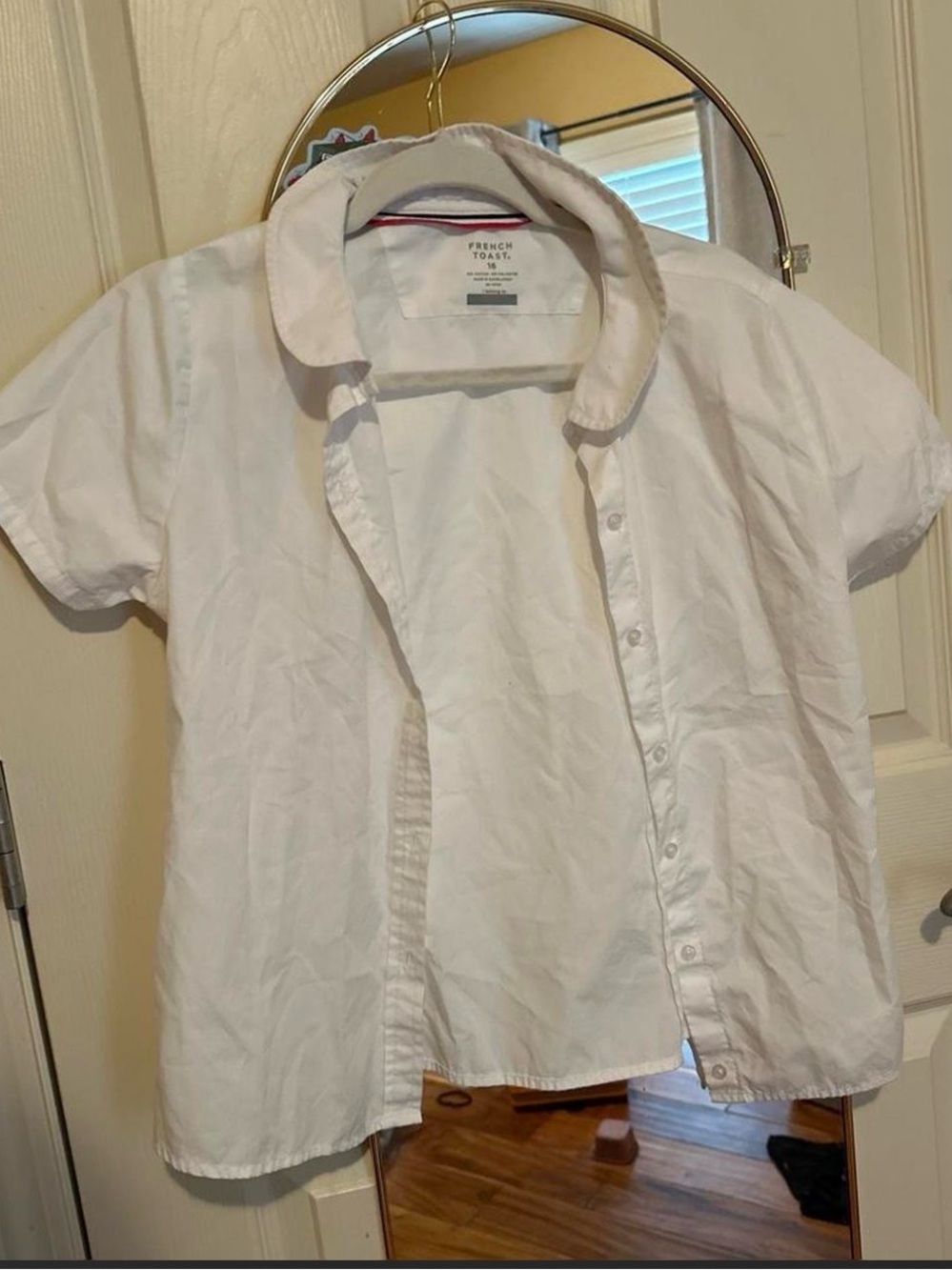French Toast White Short-Sleeve Button-Down School Shirt